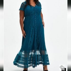 TORRID Blue Lace Button Front Skater Maxi Dress Size 0X